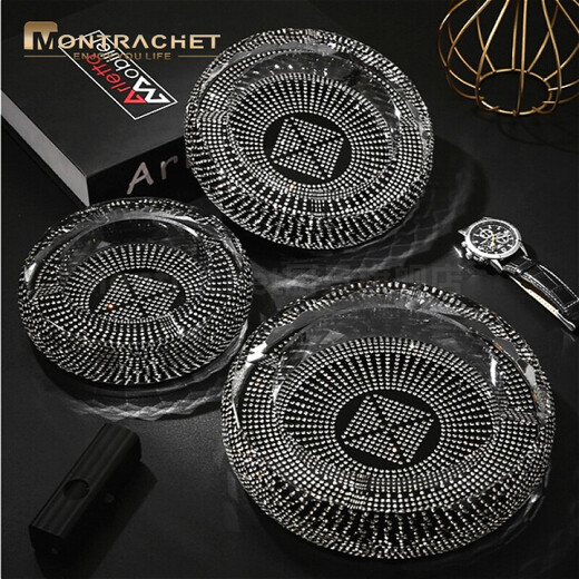 Montrachet diamond-encrusted crystal glass ashtray creative personality trend fashion home living room office European large 18 cm starry ashtray