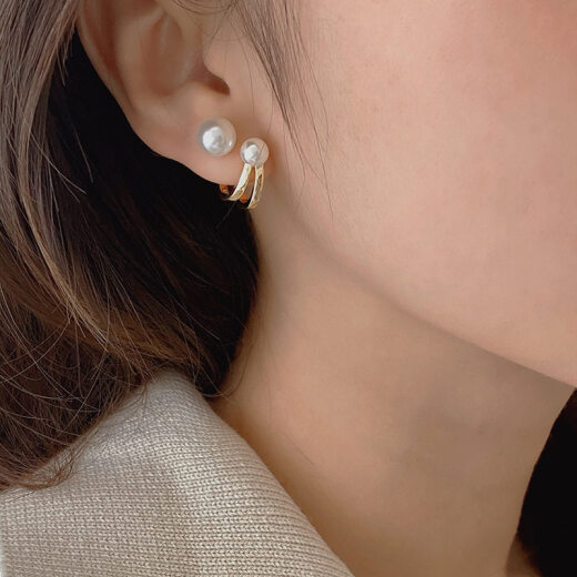 YYEU two-wear imitation pearl high-end shell bead earrings, simple and trendy earrings, pearl earrings