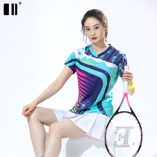 单双号夏季新款单双号羽毛球服男短袖速干套装团队球服女上衣透气 紫色男套装C11915+12241 L