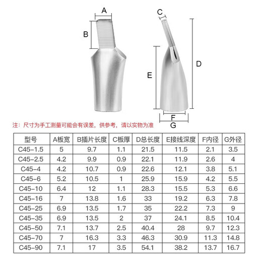 Andatong duckbill type copper nose C45 pin duckbill copper nose terminal block circuit breaker insert C45-6mm (50 pieces)
