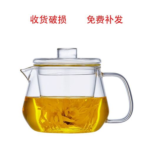 Quandu Teapot Glass Teapot Thickened Heat-Resistant Glass Teapot Creative Smoke Gray Glass Kung Fu Tea Set Yinxian Cup 500ML