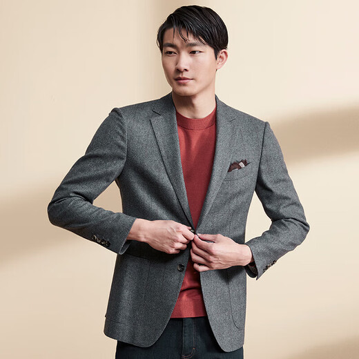 Baoxi Bird Business Casual Single West Coat Wool Formal Clothes West Men's Work Suit EBU227066U Light Silver Gray 44A