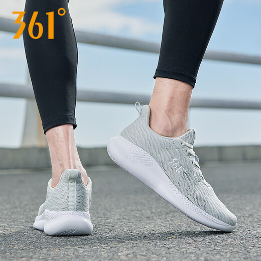 361 men's shoes 2025 summer new sports shoes men's mesh breathable casual running shoes men's light shock-absorbing running shoes [Flying mesh] Photon gray/361 degree white 41