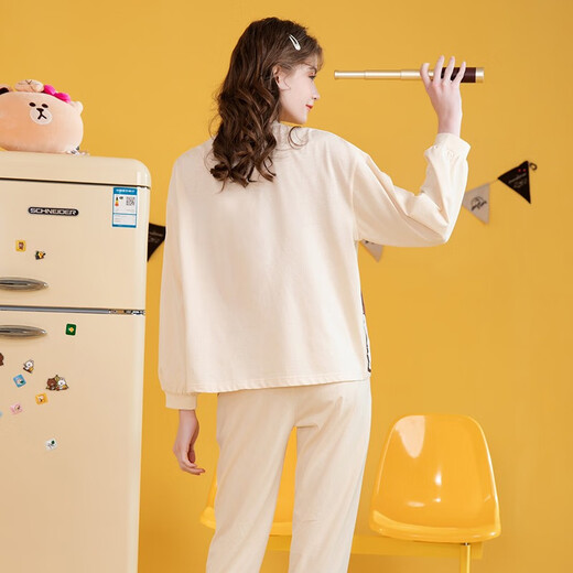 Fenton Couple Pajamas Women's Pure Cotton New IP Brown Bear Joint Fashion Round Neck Homewear Set Mi Xing (Female) 2XL