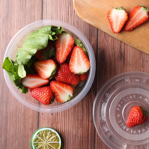 Hua'anjia disposable bowl plastic bowl thickened disposable soup bowl with lid disposable lunch box round take-out packaging box wholesale thickened 850 bowls 50 pieces without lid