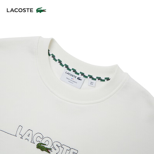 Lacoste French Crocodile Herren -Kleidung 24 Herbst neue Mode Einfache vielseitige, komfortable Baumwolle Runde Hals Sweatshirt SH3878 70 V /Beige White 2 /165