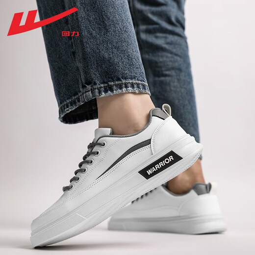 Huili Herrenschuhe lässige Herrenschuhe Herbst Low Top Leder Sport Männer lässige Schuhe vielseitige wasserdichte Nicht-Schlupf-Brettschuhe Herren weiß grau WXY1483 42