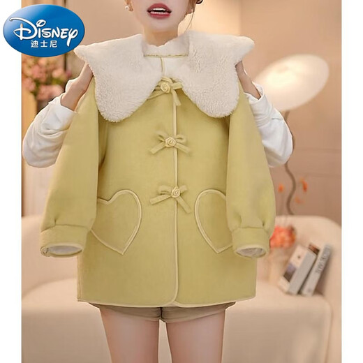 
Disney Girls Doll Collar Woolen Coat 2025 Autumn and Winter Medium Large Children Thick Plush Plus Plush Jacket Sweet Style Medium Long Big Red Plus Plus Plush Coat [Single] 130cm
