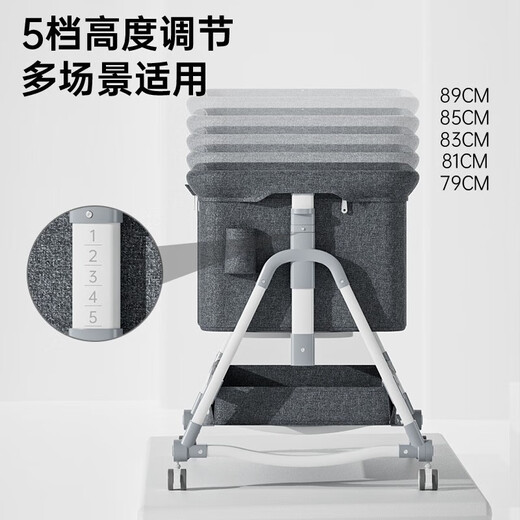 
ZUHITON crib with diaper table splicing large bed multi-function sleeping artifact portable newborn cradle bed baby bed gray + mattress + storage basket
