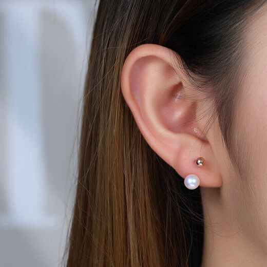 Trendy Acer embellished pearl 18K gold earrings for women rose gold earrings as a birthday gift for girlfriend, one pair