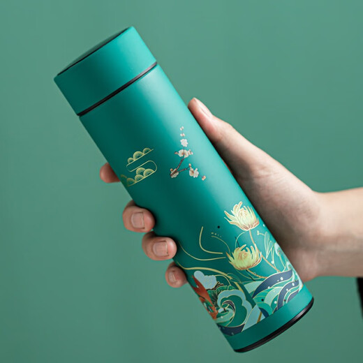 Shengbizi chinesischer Stil Souvenir Business Geschenk High-End Practical Thermos Cup Set Abschlussgeschenk für Lehrer und Mitarbeiter Dai Green National Trend Water Cup Set Geschenkbox 450 ml Hauswarming Geburtstagsgeschenk für Herren-Ruhestand Souvenir Praktisch