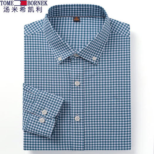Tommy Kelly, the United States Tommy Tommy official flagship long-sleeved shirt men's business casual houndstooth pure cotton free ironing shirt G681 gray grid 40 recommended weight 120-140 Jin [Jin equals 0.5 kg]