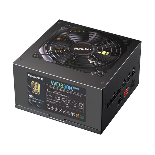 Huntkey WD850K Vollmodul Goldmedaille 850W Computer Stromversorgung (80plus Goldmedaille/Einzelkanal 70.8a/natives PCIE5.0/Vollspannung/LLC+SR+DC-DC)