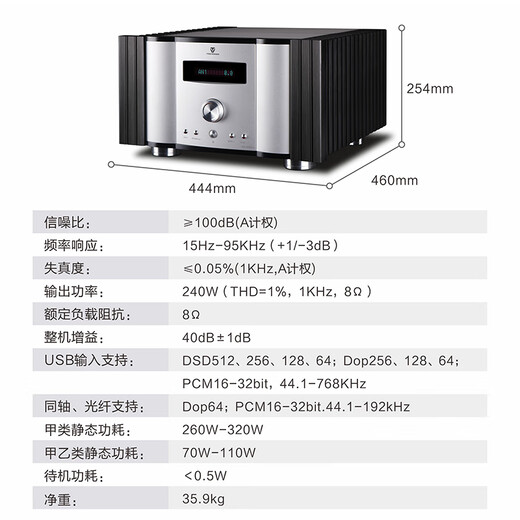天逸（Winner）AD-2PRO+高保真发烧HIFI 2.0声道大功率音乐立体声甲类合并式功放机音响功放机 AD-2PRO+