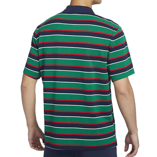 耐克（NIKE）男装 舒适百搭宽松休闲条纹运动翻领短袖T恤FN3897-010 FN3897-410 S