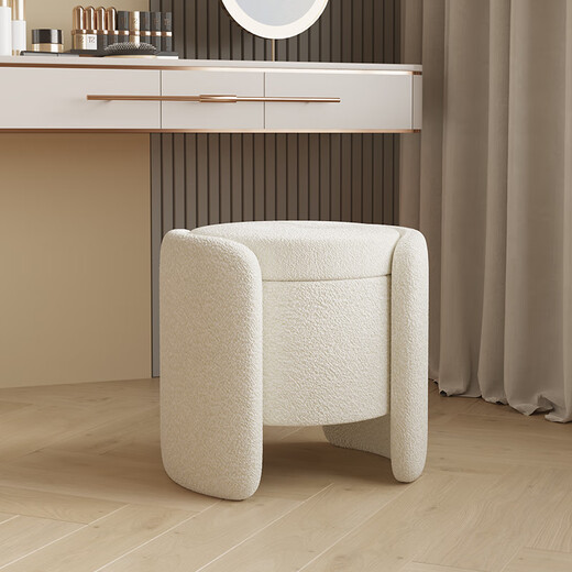 Yete makeup stool for bedroom girls with storage and multifunctional makeup chair internet celebrity simple modern sherpa dressing table stool cream white