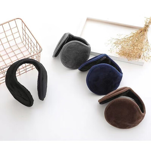 Forest thickened and velvet earmuffs for men and women, winter warm adult earmuffs, over-the-ear warm earmuffs, anti-wind and frozen ears, black, warm and velvet thickened