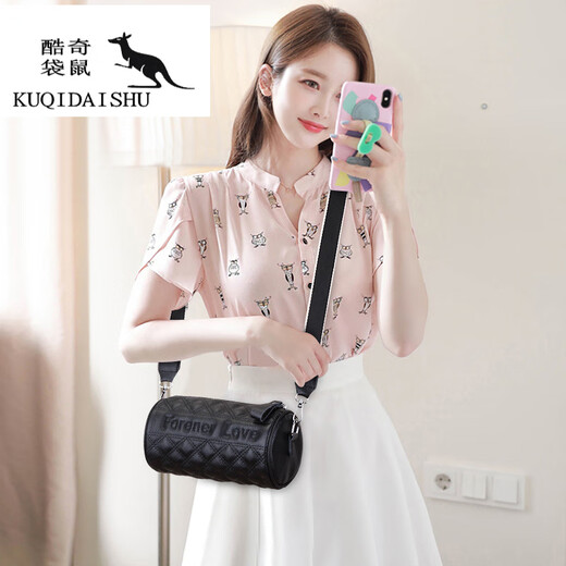 Coole Känguru leichte Luxus echte Ledertasche Frauen neue Zylindertasche vielseitige One-Shoulder-Crossbody-Tasche Kopfschicht Kuhladen weiche Leder bestickte Kissenbeutel Grün Grün