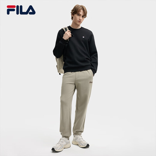FILA FILA couple style men's and women's trousers 25 autumn and winter new casual loose cuffed sports pants plus velvet to keep warm, green khaki-DK L 175/84A/L