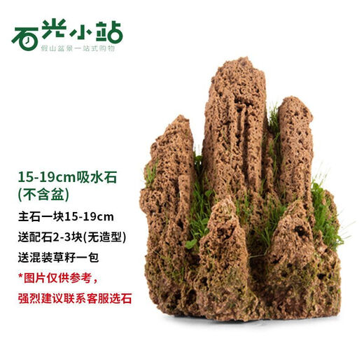 Shiguang Station absorbent stone natural stone bonsai fish tank courtyard large fish pond landscaping absorbent stone original stone water stone bonsai 15-19cm absorbent stone does not include basin
