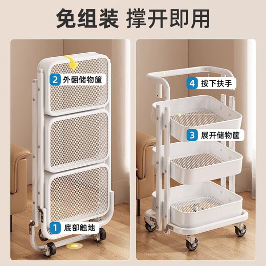 Youqin school bag storage rack books removable small push table storage bookshelf with wheels floor-standing table bag artifact