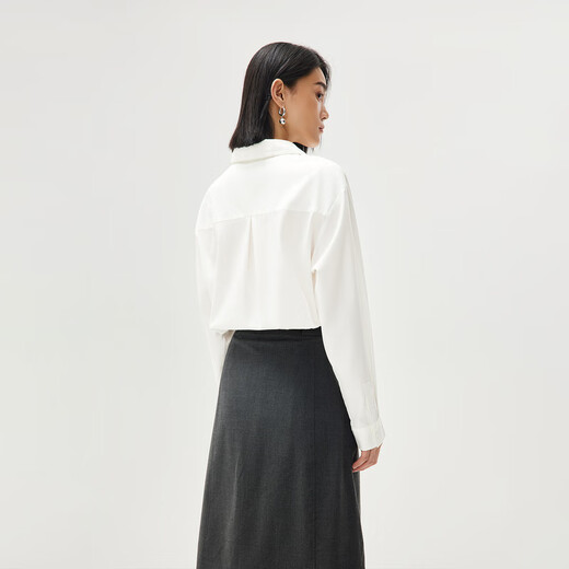 HLA Heilan long-sleeved shirt women's spring and autumn mulberry silk casual shirt for women