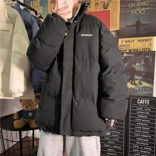 NASALIKE立领羊羔毛外套男冬季加厚痞帅棉衣双面穿棉服韩潮流ins港风棉袄 羊羔毛格子立领双面穿9902 杏色 L (关注店铺礼品)