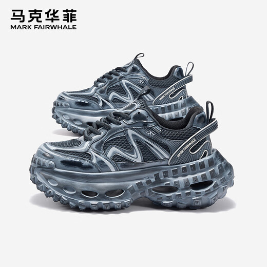 Mark Huafei men's shoes 2025 new summer breathable sports shoes men's casual height-enhancing dad shoes men indigo 41