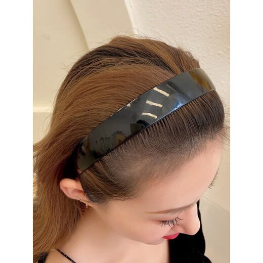 Princess Xiang decorated simple headband non-slip toothed hair binding bangs pressed broken hair headband non-slip hairpin black hair hole female summer 3# glossy waves