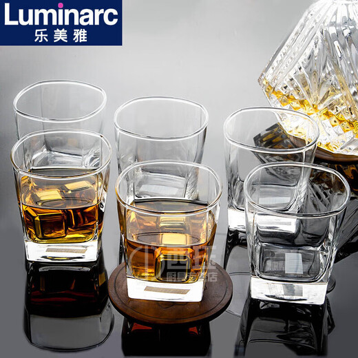 Lemeiya whiskey glass lead-free glass cup square cup bar KTV wine glass beer cup home tea cup 6-piece set square straight/200ml