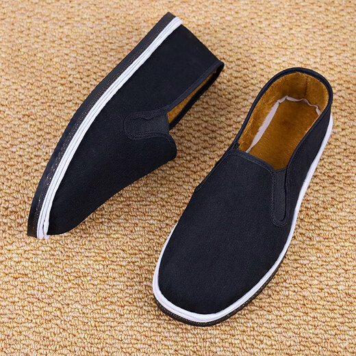 FOOTOPPO old Beijing cloth shoes men's velvet anti-slip rubber sole Beijing old cotton shoes men's traditional thousand-layer soft-soled slip-on shoes