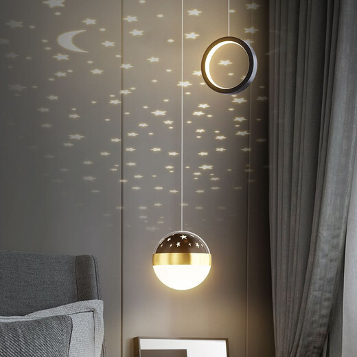 Muduo Bedside Chandelier Modern Simple Light Luxury 2025 New Nordic Design Creative Personalized Moon Bedroom Chandelier Crescent Gold 20CM2m Crane Line LED Three-color Dimming