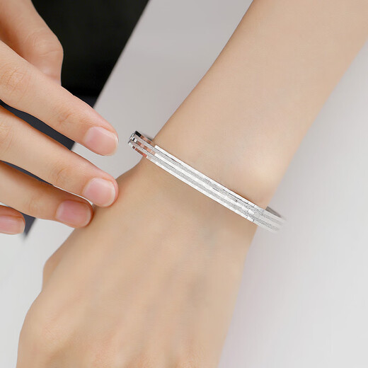 TTMIX closed platinum bracelet for women pt950 platinum semi-solid bracelet with round plain ring 56mm weight 12.01g width 4.5mm