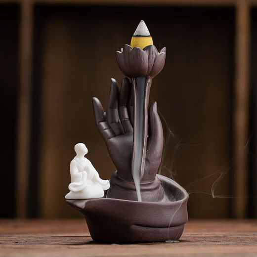 Jimang (JIMANG) reverse flow incense burner, creative ornaments, home indoor incense burner, sandalwood burner, incense stick, agarwood incense holder, gift to friends, bergamot lotus heart, pink lotus