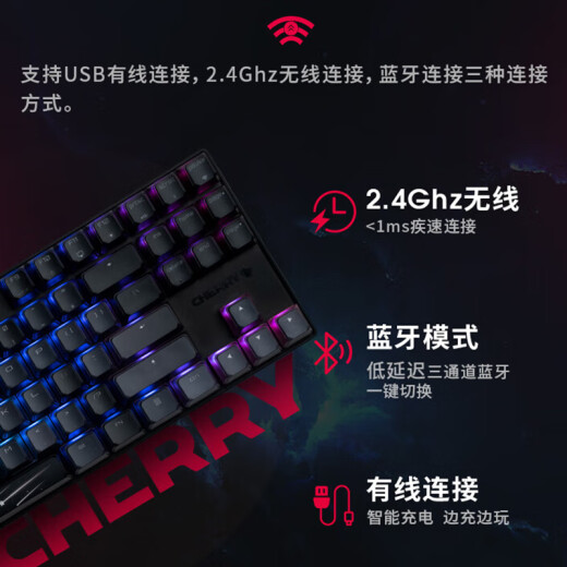 CHERRY 樱桃MX8.2 Xaga机械键盘曜石无线三模蓝牙耿鬼键盘限定游戏电竞RGB光效三透PBT键帽情人节礼物 Xaga-星云 银轴 送军火箱
