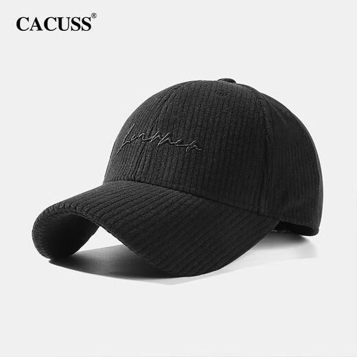 CACUSS hats for men and women in autumn and winter, warm baseball caps with face, small dopamine, versatile peaked caps BQ230696, black, one size fits all, 57-59CM