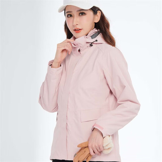 BRELRMON韩版冲锋衣女男防风户外防寒三合一保暖可拆卸滑雪登山服夹克外套 HS12805粉色-女 L