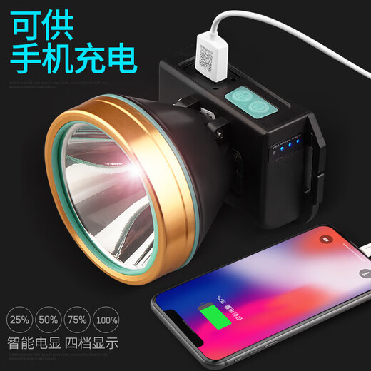 Neue Lampe mit elektrischer Lampe am Kopf mit einem starken leichten Kopf mit einer hellen Taschenlampe wiederaufladbarer Kopf haltbar 9900 W 100 Stunden Single Lithium -Batterie