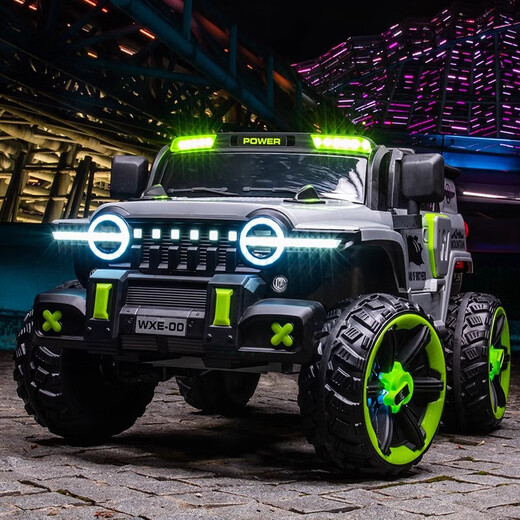 WORK BABY double children's electric car, big G, four wheels, can sit on adults' remote control off-road baby toy car, can sit on people, top with gray + four-wheel drive remote control swing + music bluetooth