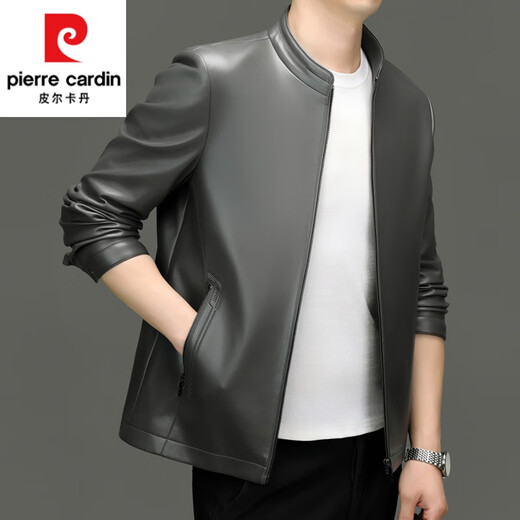 Pierre Cardin (Пьер Карден) новая осенне-зимняя кожаная куртка Haining из натуральной кожи мужская кожаная куртка с лацканами из овчины папина бархатная утолщенная кожаная куртка с лацканами коричневого тонкого фасона 8568 175/L (120-140Jin Jin соответствует 0,5 кг)