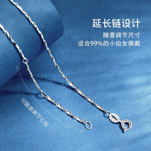 AHK light luxury 999 pure silver necklace women's four-leaf clover pendant clavicle chain anniversary birthday gift for girlfriend and wife blue topaz + premium limited gift box
