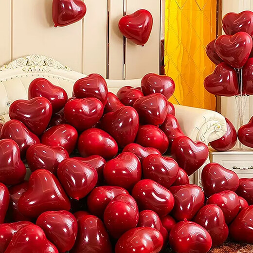 Zhenxi Globos de boda de bodas Red Amor Roble Propuesta de boda Propuesta de la sala de bodas Decoración de bodas de interior Confesión de la confesión de doble capa Balloones de amor 50 [Cilíndrico de aire + cinta]