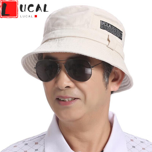 LUCALY中国风礼帽男士渔夫帽春秋老年休闲晒太阳帽中年男老人男式夏遮阳爸爸帽子 深灰色 均码(57-59cm)