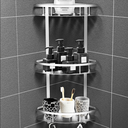 Shangmei bathroom rack without punching holes, toilet stickers, corner towel rack, bathroom supplies, bathroom rack, three-layer corner storage rack - 3 layers with mounting strips