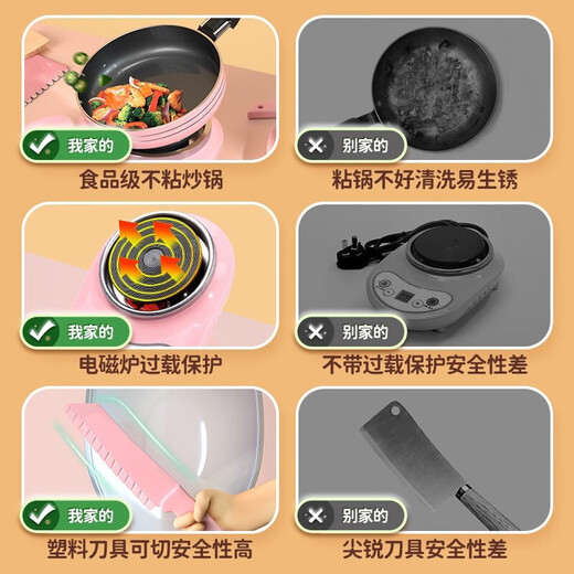 Living stone (LIVING STONES) Children's mini kitchen real cooking full set of kitchen toys can cook for 7-14-year-old food grade children 44 pieces of powder (two soup pots + steamer + rice cooker) Girls' birthday gifts 8-12 years old can be fried