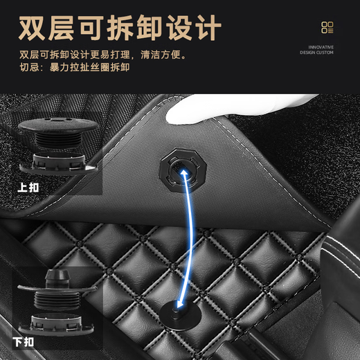 Baitaikang Peugeot 307 logo 301 308 4008 508L 5008 2008 301 fully encircled car foot pad [black red line + black silk ring] bag threshold model Peugeot model custom