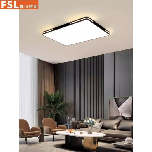 Foshan Lighting LED ceiling lamp living room headlight bedroom lighting fixtures whole house package modern simple atmosphere super bright black round 40 cm white light (free black round 25 white light)