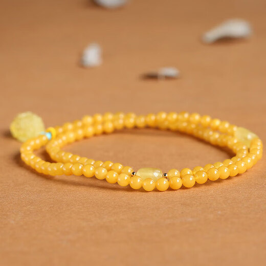 Longyin Natural Beeswax Bracelet Raw Mineral Amber Bracelet for Women and Men Pixiu Baltic Sea Birthday Gift CS Pixiu Style Three Circles