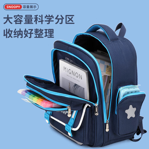 Snoopy (SNOOPY) schoolbag for primary school students, British large-capacity backpack for girls and children in grades 2-6, large pink size