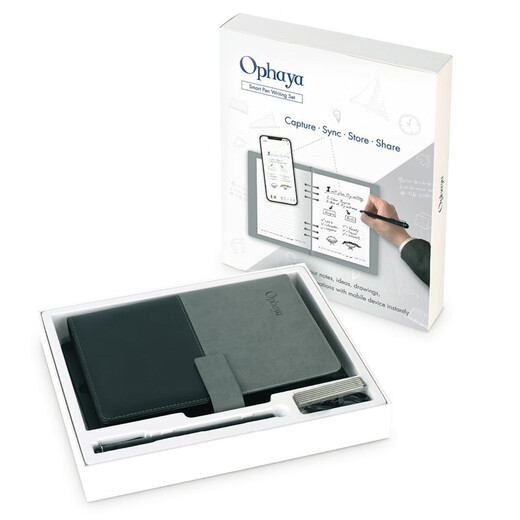 乐发芽Ophaya电子笔记本手写syncpen智能笔纸屏同步手写板商务办公会议记事本可存储记录日记本创意礼品 经典款礼盒装【智能笔+PU笔记本】国际版